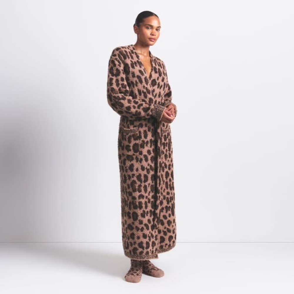 BNWT Skims Cozy Knit Unisex Robe in Limited Edition Sienna Leopard Print S/M